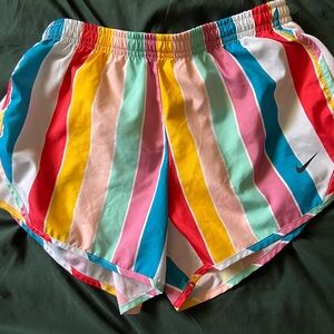 Kids Nike Red and Pink Athletic Shorts Vibrant Stripes